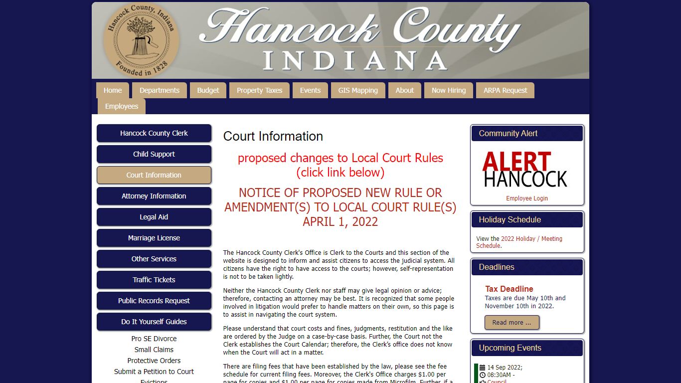 Court Information - Hancock County, Indiana